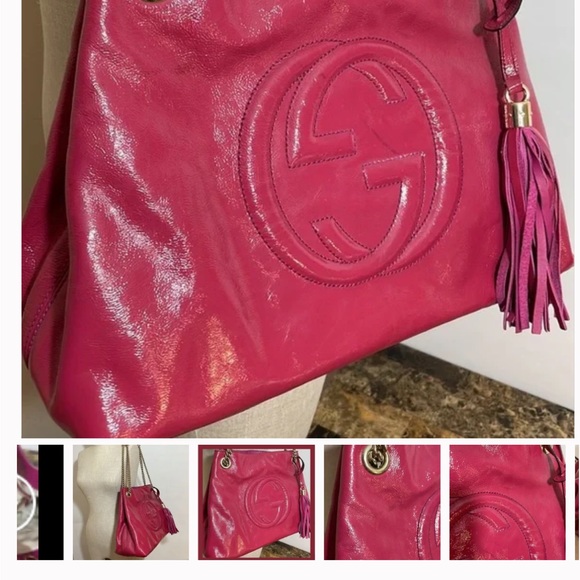 Gucci Soho medium size/Gucci Soho Medium Black Double Leather Chain Shoulder Bag - Picture 12 of 16